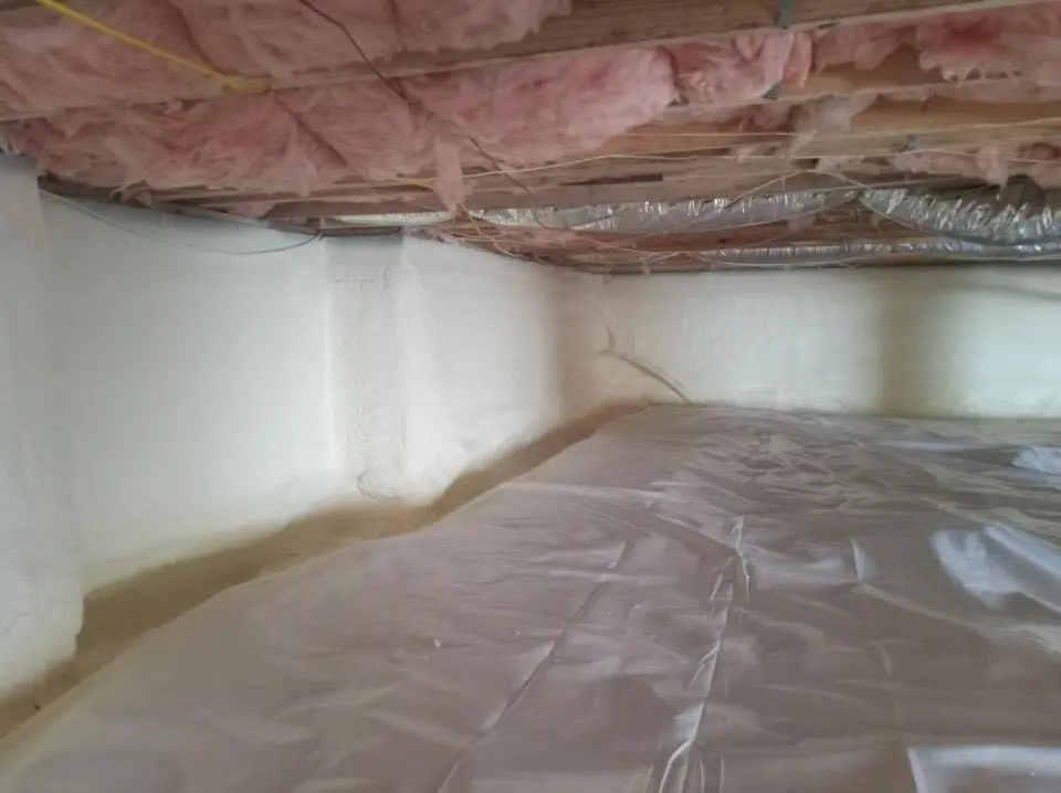 Crawl space encapsulation with closed-cell spray foam for Roof Leak Repair in Westborough